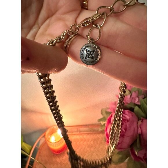 BCBG Gold Chain Gem Statement Romantic Necklace Orange Blue Dark Romance Jewelry - Picture 4 of 4